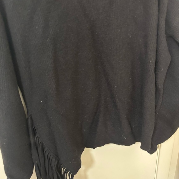 *New with tag* Nordstrom Women's Black mock neck black Sweater with side Fringe - Picture 12 of 14